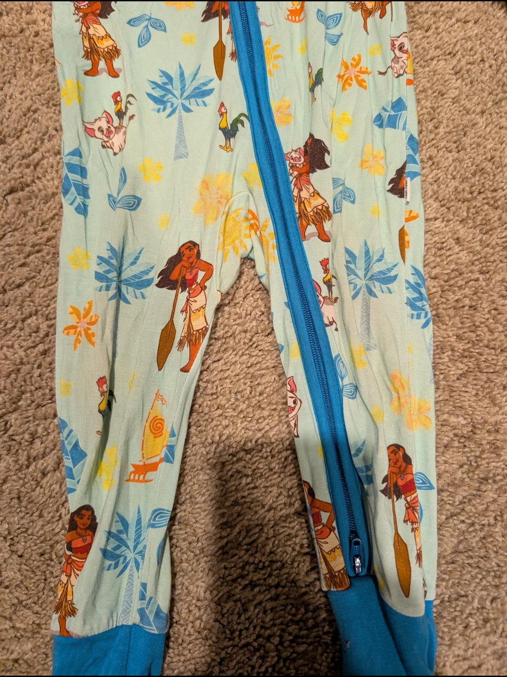 Little Sleepies Moana Bamboo One-Piece Footie Pajamas with Zipper 6-12 Months